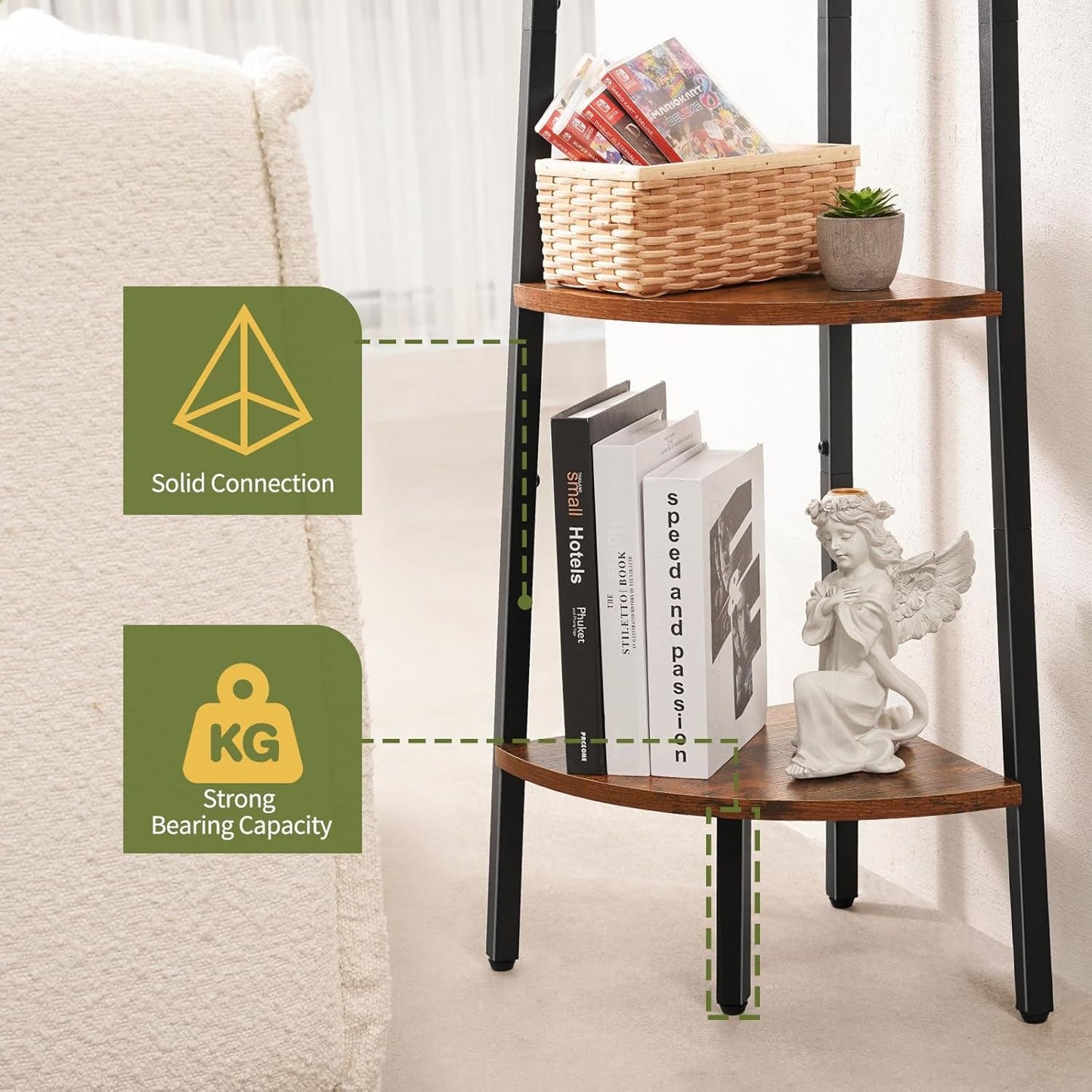 5-Tier Corner Bookshelf with LED Light & Smart App Control – Modern Space-Saving Storage