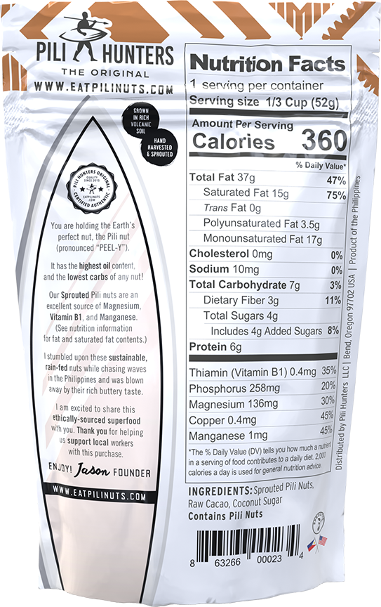 Pili Hunters Raw Cacao Pili Nuts 1.85 oz – Superfood Snack