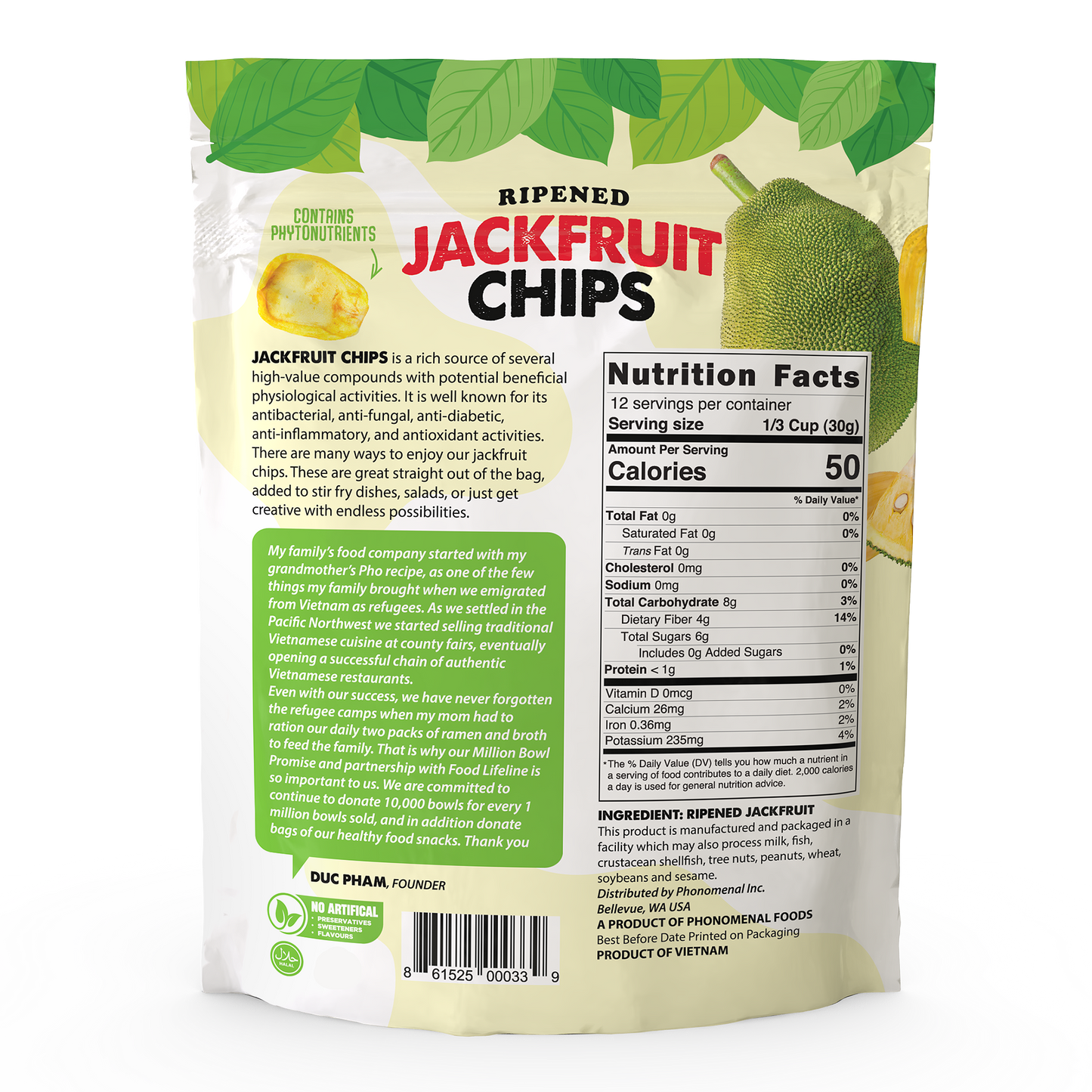 Pho'nomenal Ripened Jackfruit Chips – Crunchy Snack, 13oz Bag