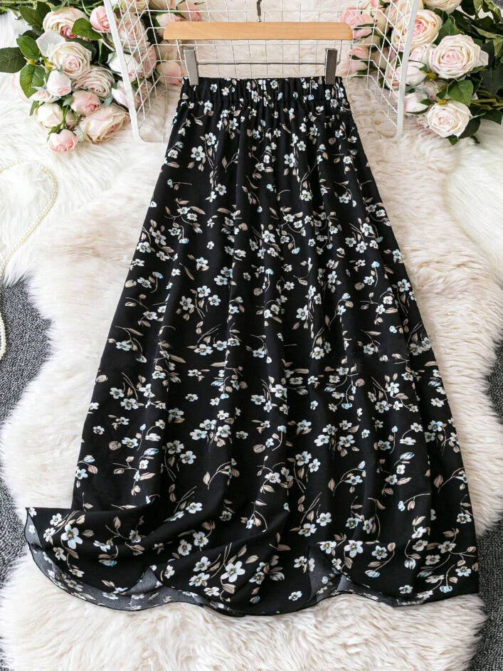 Flores High-Waist Floral Maxi Skirt