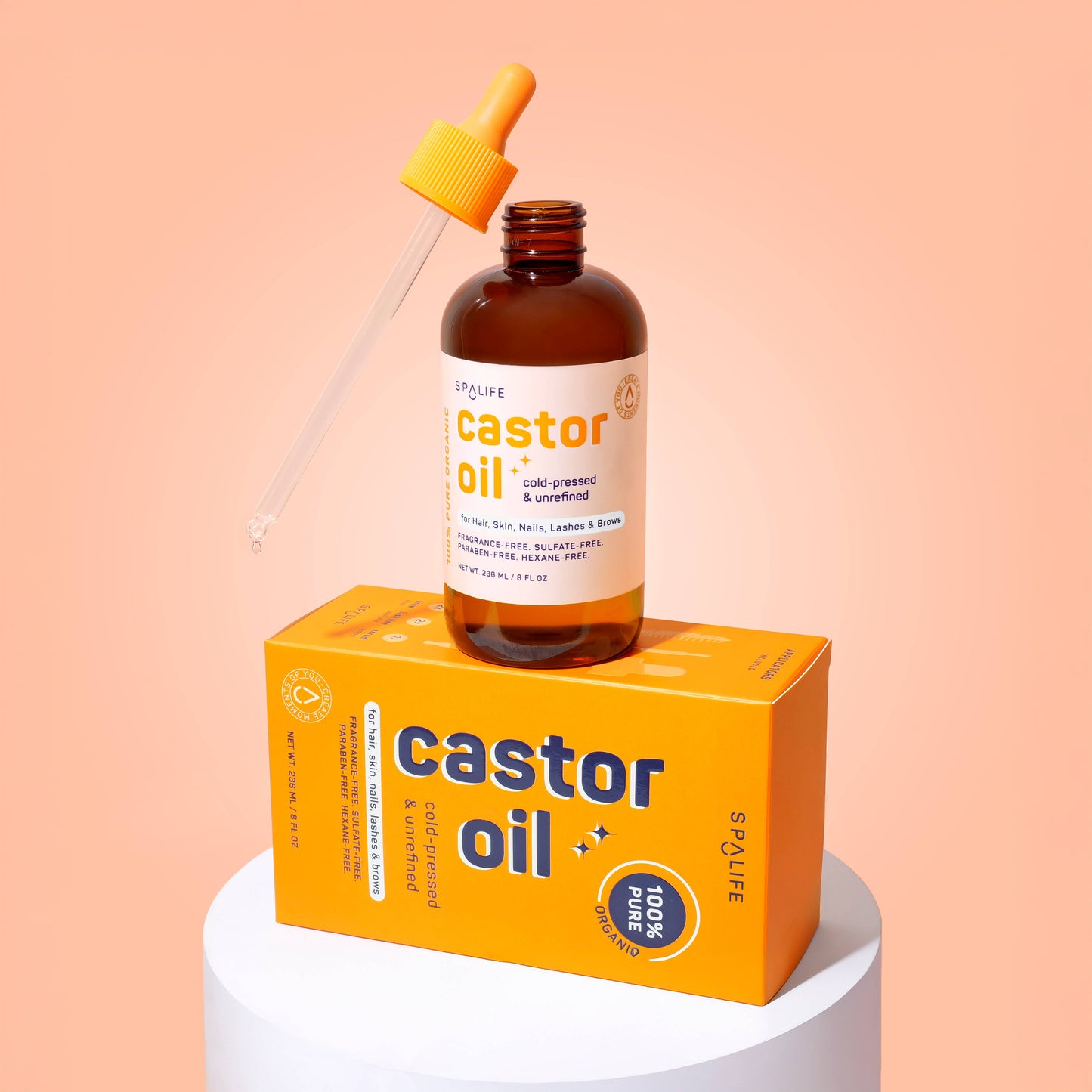 Castor Oil 100% Pure – Hair Growth & Hydration for Hair, Skin, Nails, Lashes & Brows