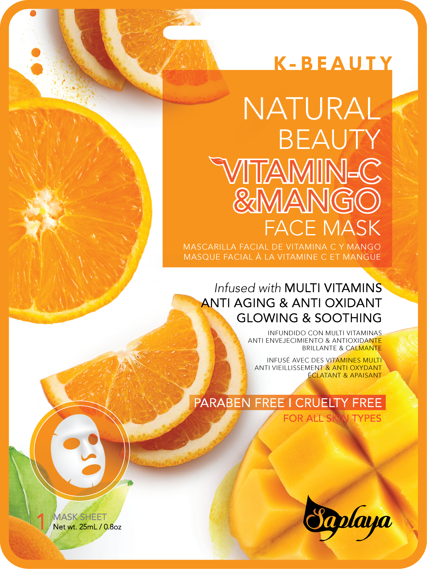 Vitamin‑C + Mango Face Mask Sheet Set (6 Pack) – Glow & Purify