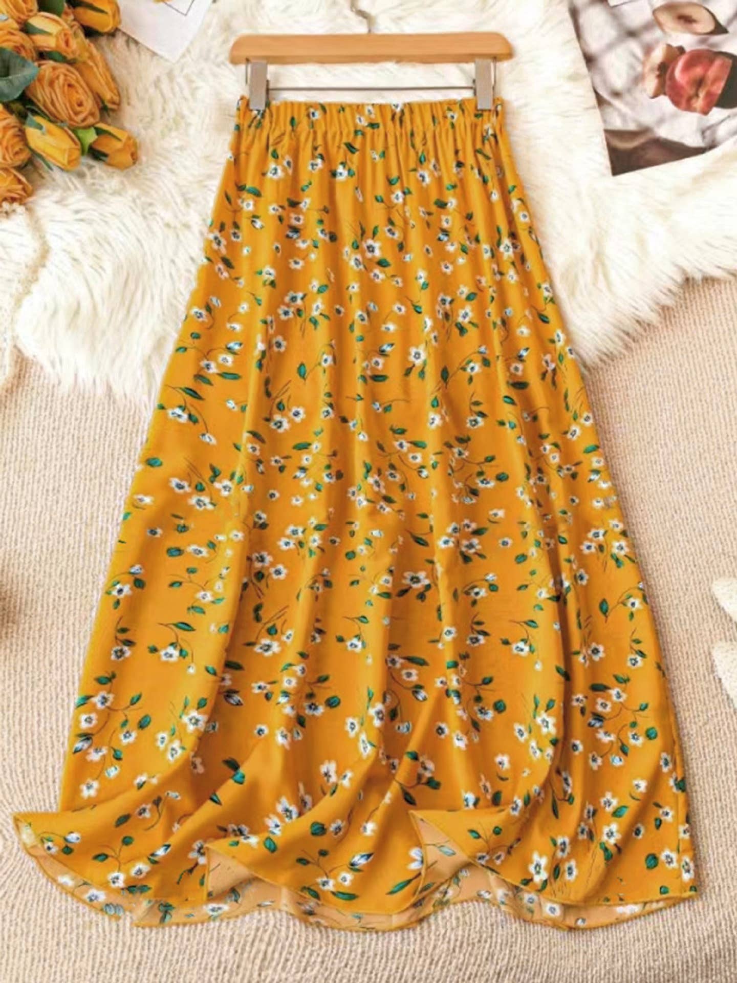 Flores High-Waist Floral Maxi Skirt