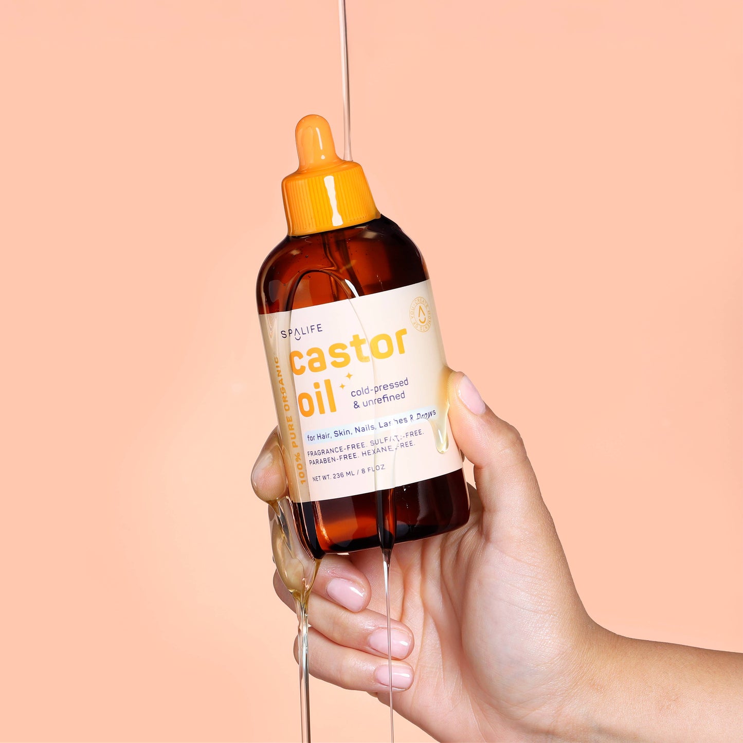 Castor Oil 100% Pure – Hair Growth & Hydration for Hair, Skin, Nails, Lashes & Brows