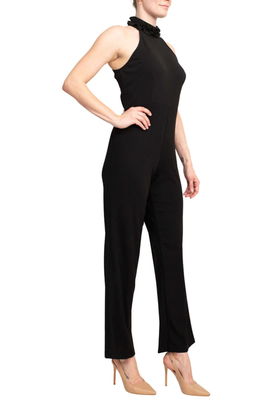 Marina Ruffled Halter Neck Jumpsuit – Elegant Solid One‑Piece Outfit