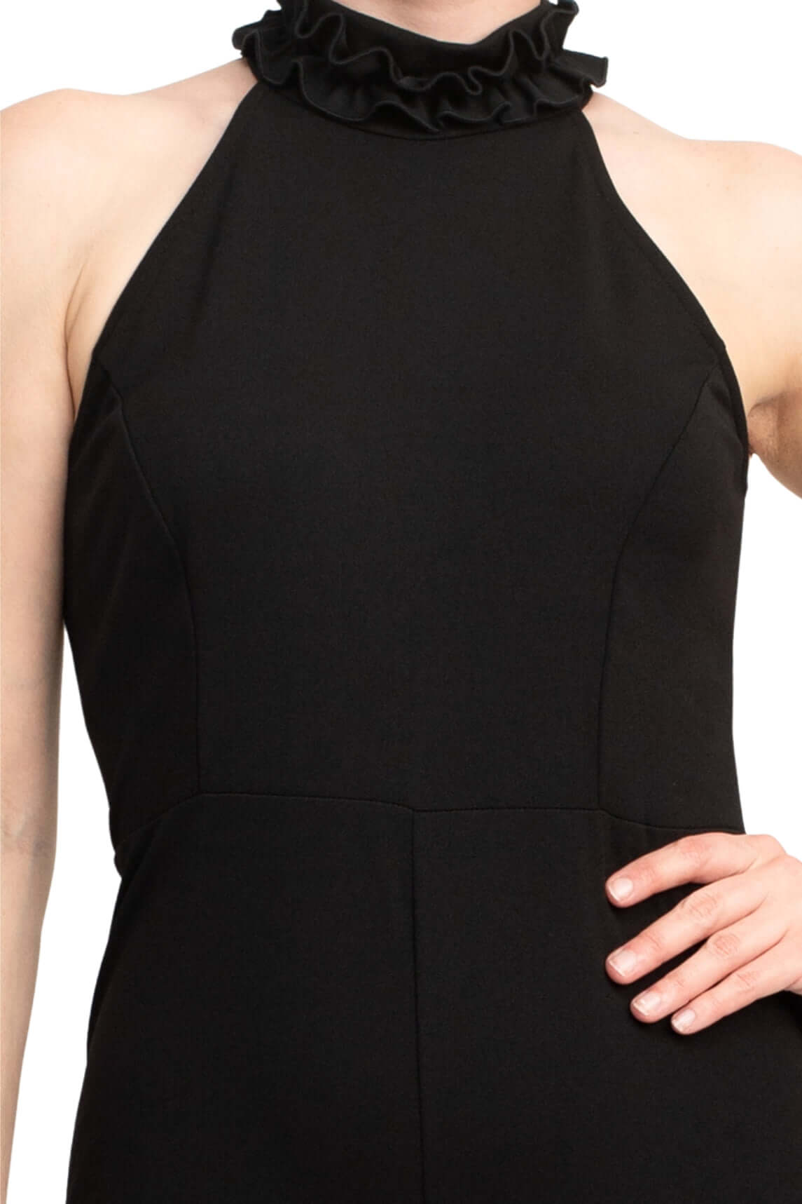 Marina Ruffled Halter Neck Jumpsuit – Elegant Solid One‑Piece Outfit