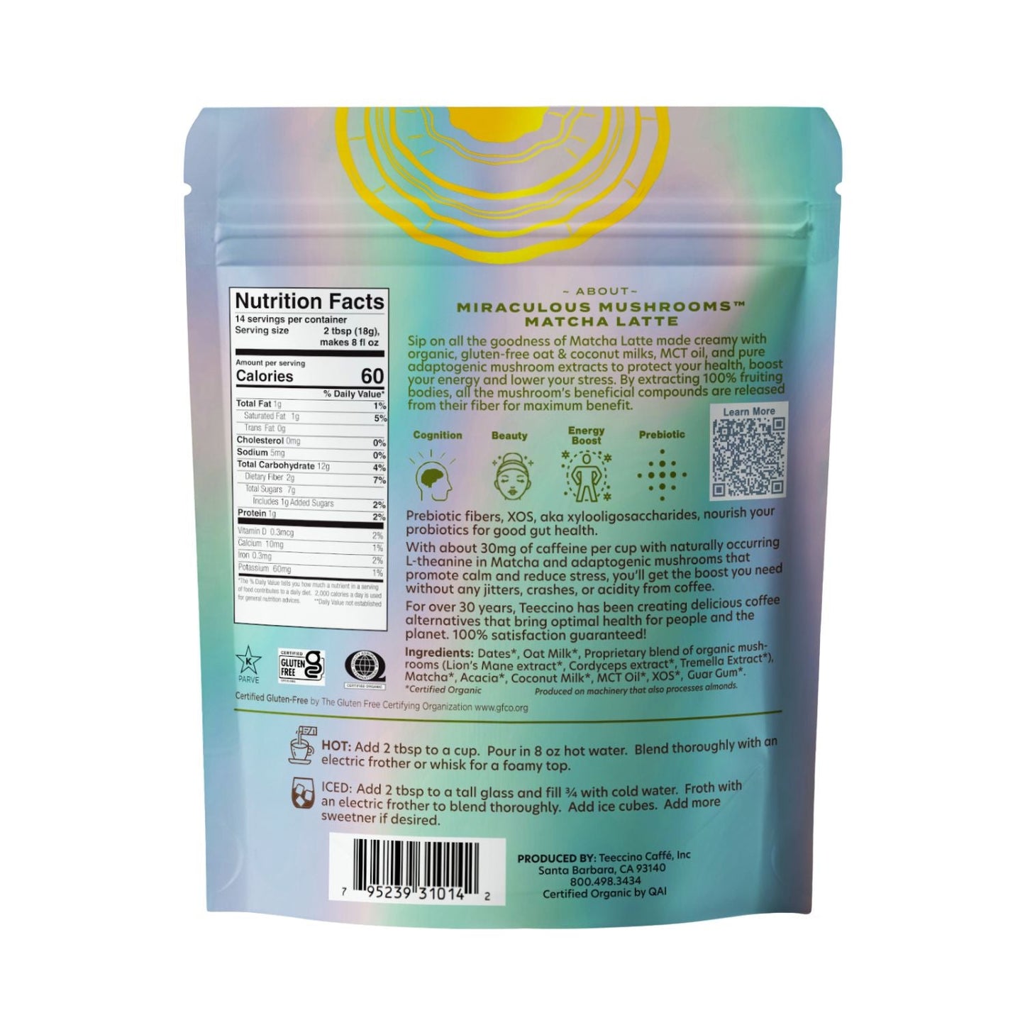 Miraculous Mushrooms® Matcha Latte – Adaptogenic Plant-Based Latte