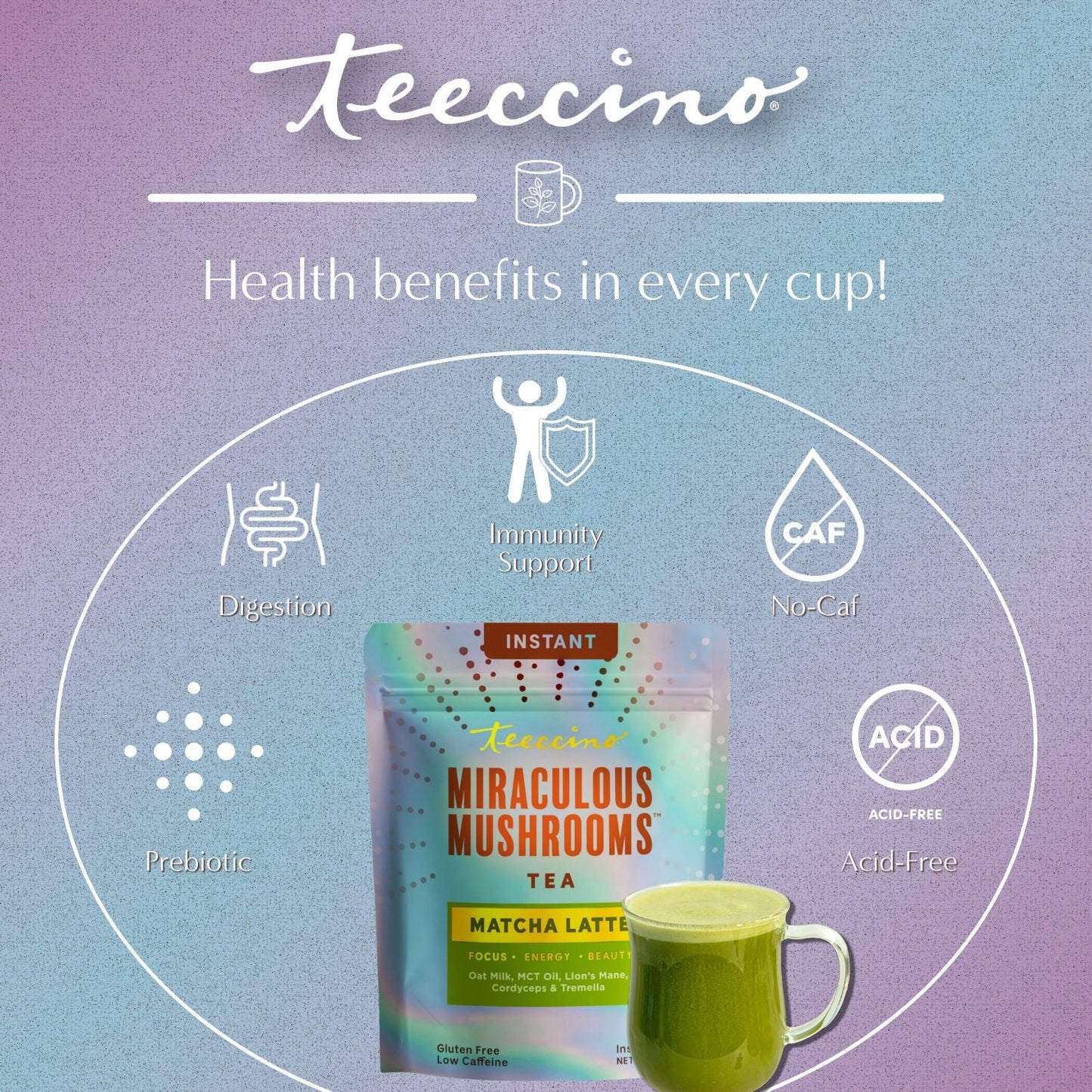 Miraculous Mushrooms® Matcha Latte – Adaptogenic Plant-Based Latte