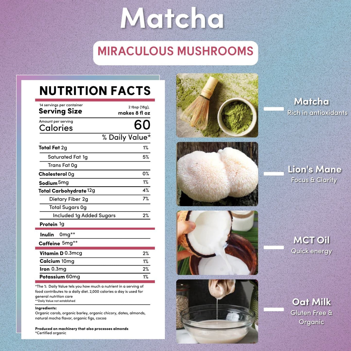 Miraculous Mushrooms® Matcha Latte – Adaptogenic Plant-Based Latte