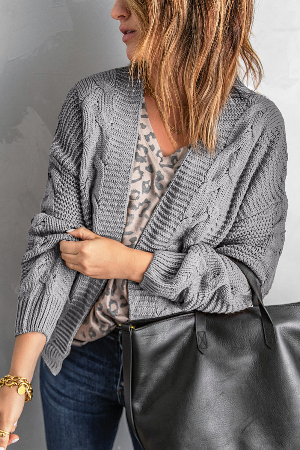 Lyralara Long Sleeve Knit Cardigan – Cozy Open Front Sweater