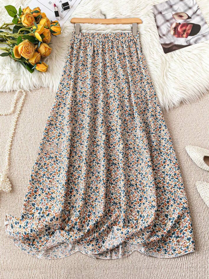 Flores High-Waist Floral Maxi Skirt