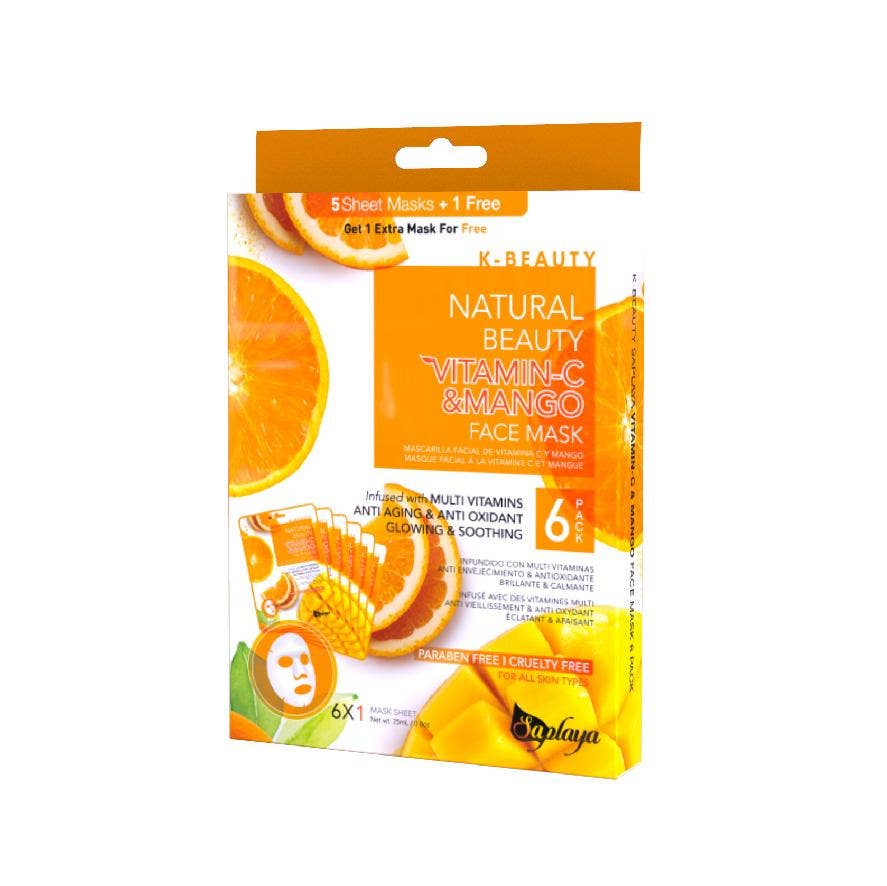 Vitamin‑C + Mango Face Mask Sheet Set (6 Pack) – Glow & Purify