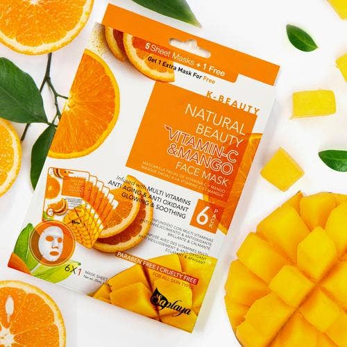 Vitamin‑C + Mango Face Mask Sheet Set (6 Pack) – Glow & Purify
