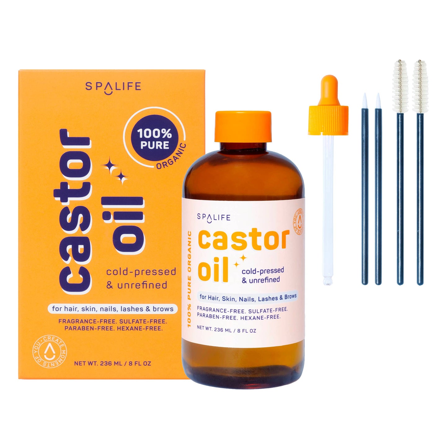 Castor Oil 100% Pure – Hair Growth & Hydration for Hair, Skin, Nails, Lashes & Brows