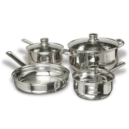 7-Piece Stainless Steel Cookware Set | Durable Pots & Pans with Tempered Glass Lids