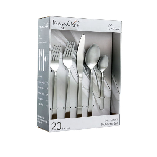 Mega Chef Cravat 20-Piece Flatware Set – Stainless Steel Silverware for 4