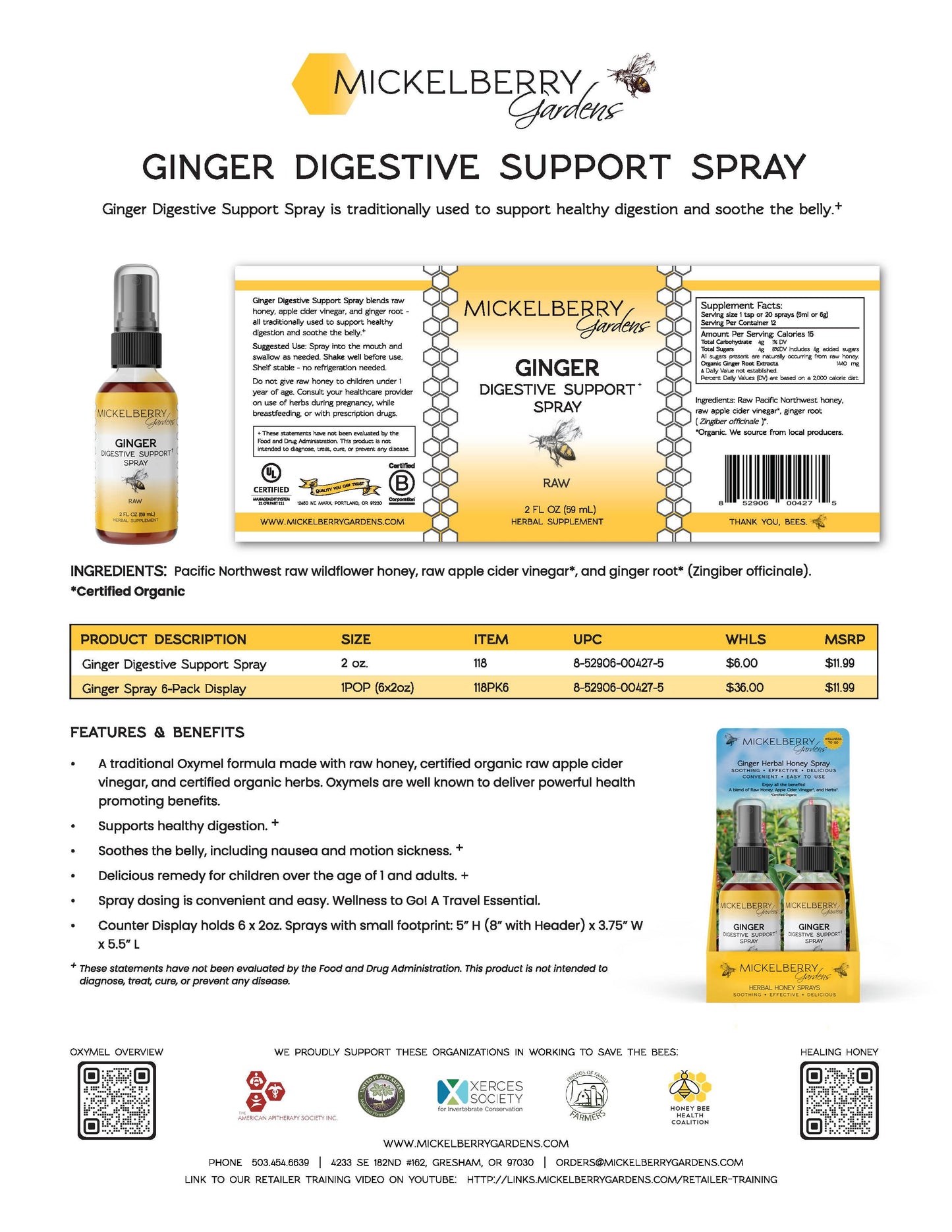 Ginger Digestive Support Spray — nausea and stomach aid